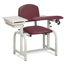 [66020] Clinton, Lab X Series Phlebotomy Chair, Padded Flip Arm, Drawer