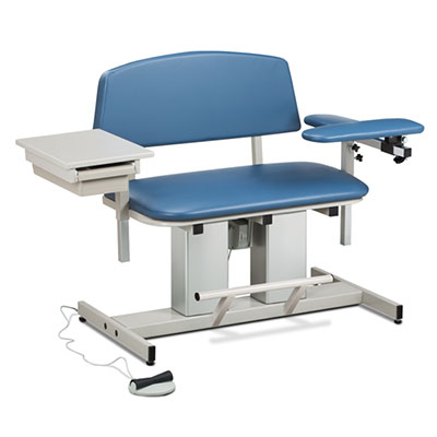 [66002B] Clinton, Power Series Phlebotomy Bariatric Chair, Padded Flip Arm, Drawer