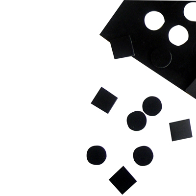 [50-1583BLK] Dycem non-slip self-adhesive squares, 13/16" each, 12/sheet, black