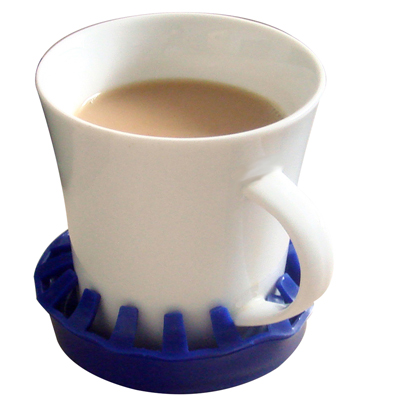 [50-1652B] Dycem non-slip molded cup/can/glass holder (3-1/2" diameter), blue