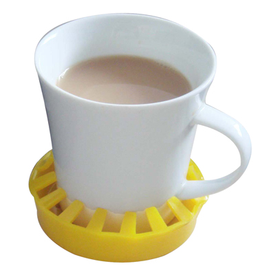 [50-1652Y] Dycem non-slip molded cup/can/glass holder (3-1/2" diameter), yellow