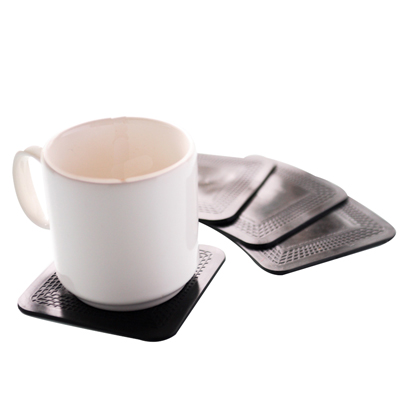 [50-1670BLK] Dycem non-slip square coasters, set of 4, black