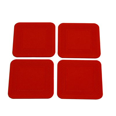[50-1670R] Dycem non-slip square coasters, set of 4, red