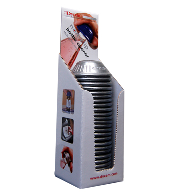 [50-1681S] Dycem retail bottle opener display, 25/dispenser, silver