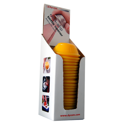 [50-1681Y] Dycem retail bottle opener display, 25/dispenser, yellow