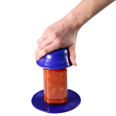 [50-1690B] Dycem jar opener and 5.5" round table mat set, blue