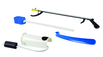 [86-0070] FabLife Hip Kit: 26" reacher, contoured sponge, formed sock aid, 18" plastic shoehorn