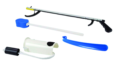 [86-0071] FabLife Hip Kit: 32" reacher, contoured sponge, formed sock aid, 18" plastic shoehorn