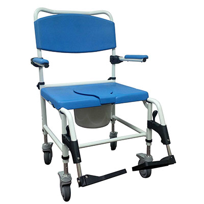 [43-2305] Drive, Aluminum Bariatric Rehab Shower Commode Chair with Two Rear-Locking Casters