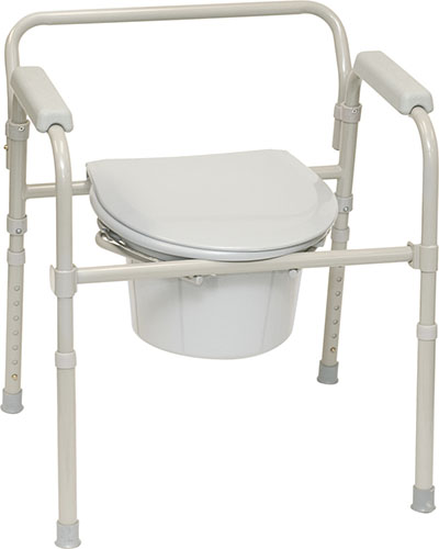 [43-2345-4] Three-in-One Folding Commode with Full Seat, Case of 4