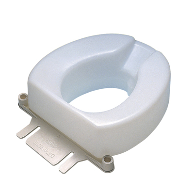 [43-2510] Contoured elevated toilet seat, elongated with bolt-down bracket, 2 inch