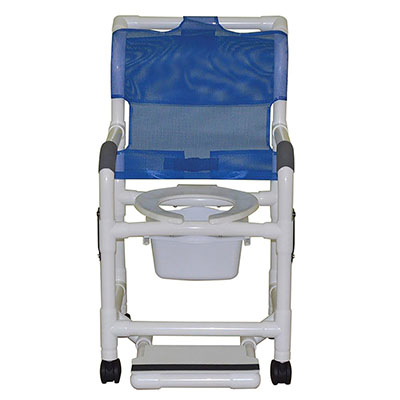 [20-4231] MJM International, shower chair (18"), twin casters (3"), double drop arms