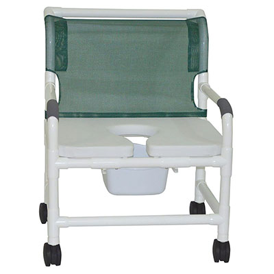 [20-4240] MJM International, extra-wide shower chair (26"), twin casters (4"), full support soft seat