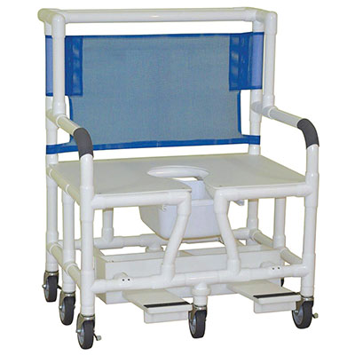 [20-4242] MJM International, bariatric shower chair (30"), 6x heavy duty casters (5"), footrest