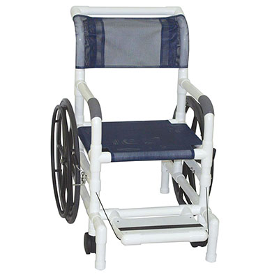 [20-4243] MJM International, aquatic/rehab shower transport chair (18&quot;), rear wheels (24&quot;), mesh sling seat