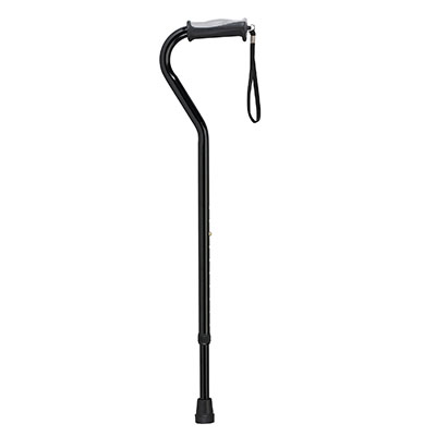 [43-2018] Drive, Adjustable Height Offset Handle Cane with Gel Hand Grip, Black