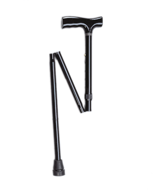 [43-2020] Folding aluminum cane, 33 - 37", black, 1 each