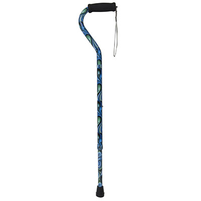 [43-2639] Drive, Foam Grip Offset Handle Walking Cane, Swirl