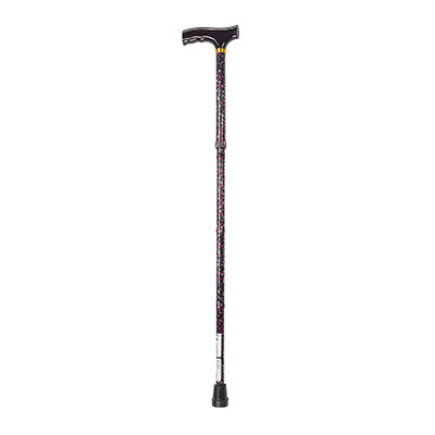 [43-3225] Drive, Lightweight Adjustable Folding Cane with T Handle, Black Floral