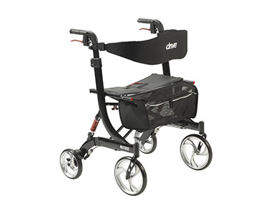 [43-1904] Nitro Euro Style Walker Rollator, Heavy Duty, Black