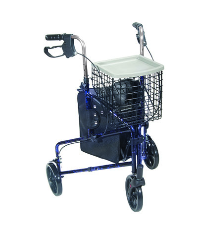 [43-2160] 3-wheel Rollator with loop brake, blue, 1 each