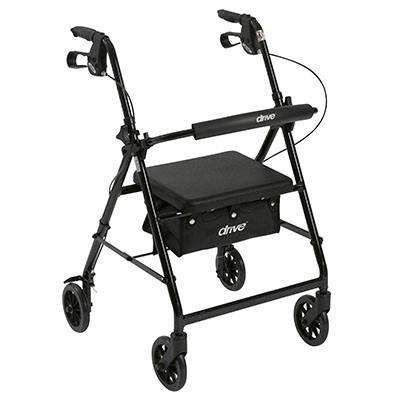 [43-2253] Drive, Rollator Rolling Walker with 6&quot; Wheels, Fold Up Removable Back Support and Padded Seat, Black