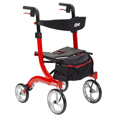 [43-3014] Drive, Nitro Euro Style Rollator Rolling Walker, Red