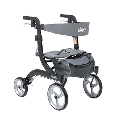 [43-3015] Drive, Nitro Euro Style Rollator Rolling Walker, Hemi Height, Black