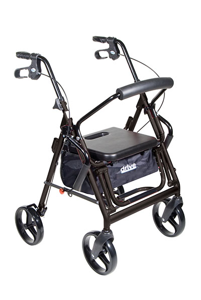 [43-3177] Drive, Duet Dual Function Transport Wheelchair Rollator Rolling Walker, Black