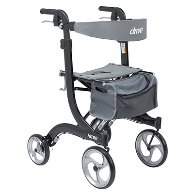[66-0134] Drive, Nitro Euro Style Rollator Rolling Walker, Tall, Black