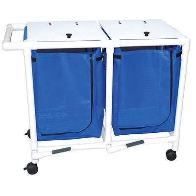 [20-4254] Double hamper with mesh bag - push/pull handle - footpedal