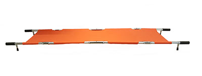 [16-1907] Four Fold Stretcher, Aluminum, Orange with Handles & Bag