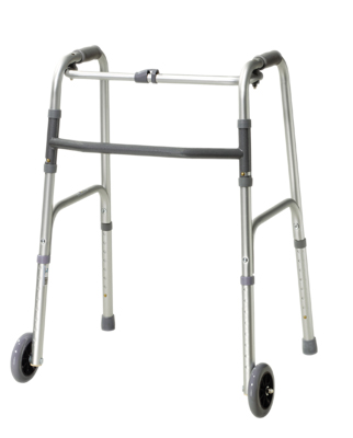 [43-2120] Folding 2-button walker, 5" wheel-glides, adult, 1 each
