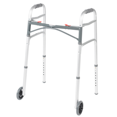 [43-2122-4] Folding 2-button walker, 5" wheels-glides, junior, case of 4