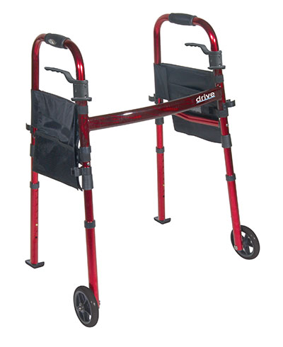 [43-3217] Drive, Portable Folding Travel Walker with 5" Wheels and Fold up Legs