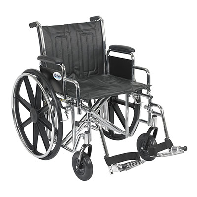[43-1906] Sentra EC Heavy Duty Wheelchair, Detachable Desk Arms, Swing away Footrests, 20" Seat