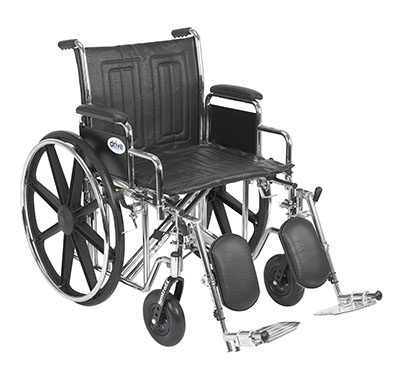 [43-1907] Sentra EC Heavy Duty Wheelchair, Detachable Desk Arms, Elevating Leg Rests, 20" Seat