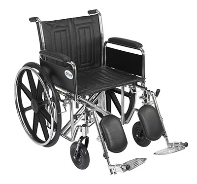 [43-1908] Sentra EC Heavy Duty Wheelchair, Detachable Full Arms, Elevating Leg Rests, 20" Seat