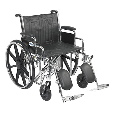[43-1909] Sentra EC Heavy Duty Wheelchair, Detachable Desk Arms, Elevating Leg Rests, 22" Seat