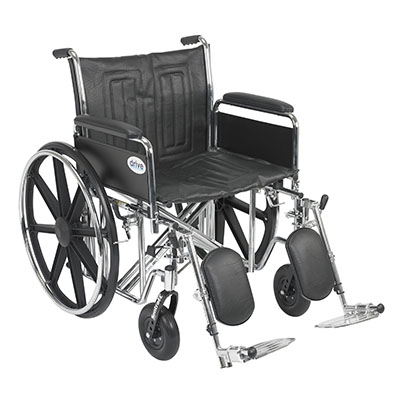 [43-1910] Sentra EC Heavy Duty Wheelchair, Detachable Full Arms, Elevating Leg Rests, 22" Seat