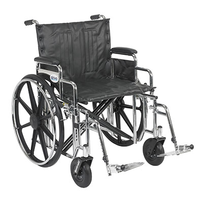 [43-1911] Sentra Extra Heavy Duty Wheelchair, Detachable Desk Arms, Swing away Footrests, 22" Seat