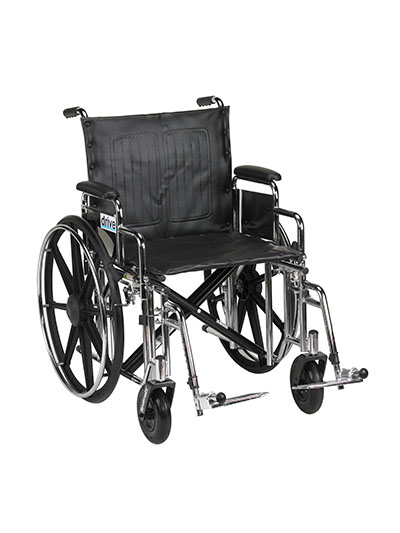 [43-1913] Sentra Extra Heavy Duty Wheelchair, Detachable Desk Arms, Swing away Footrests, 20" Seat