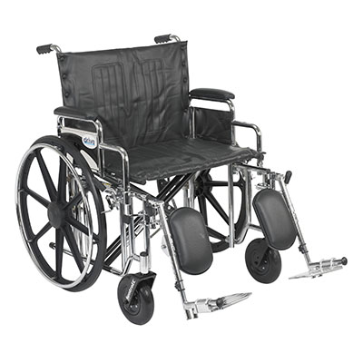 [43-1919] Sentra Extra Heavy Duty Wheelchair, Detachable Desk Arms, Elevating Leg Rests, 24"Seat