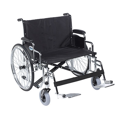 [43-1923] Sentra EC Heavy Duty Extra Wide Wheelchair, Detachable Desk Arms, Swing away Footrests, 26" Seat
