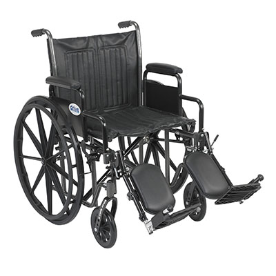 [43-2236] Drive, Silver Sport 2 Wheelchair, Detachable Desk Arms, Elevating Leg Rests, 20" Seat