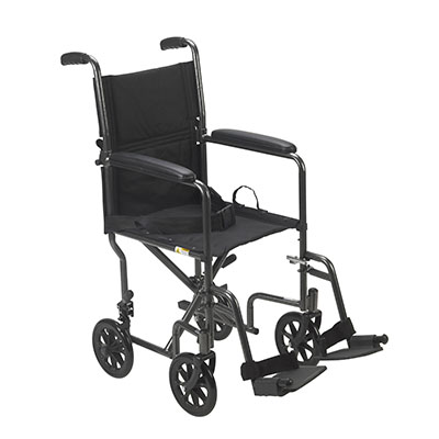 [43-2246] Drive, Lightweight Steel Transport Wheelchair, Fixed Full Arms, 19" Seat