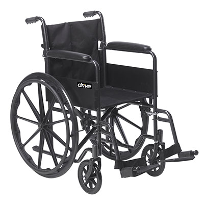 [43-2265] Drive, Silver Sport 1 Wheelchair with Full Arms and Swing away Removable Footrest