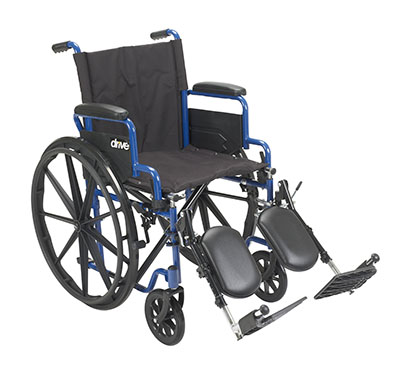 [43-2266] Drive, Blue Streak Wheelchair with Flip Back Desk Arms, Elevating Leg Rests, 18" Seat
