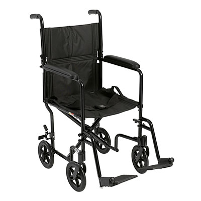 [43-3034] Drive, Lightweight Transport Wheelchair, 17" Seat, Black