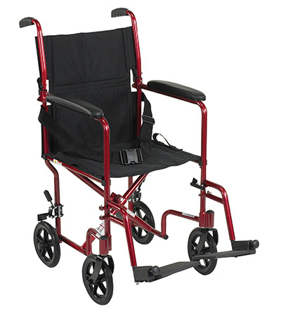 [43-3036] Drive, Lightweight Transport Wheelchair, 19" Seat, Red